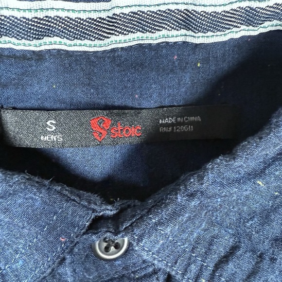 Stoic Shirt Men's Small Navy Blue Speckled Long Sleeve Button Up - Picture 3 of 7